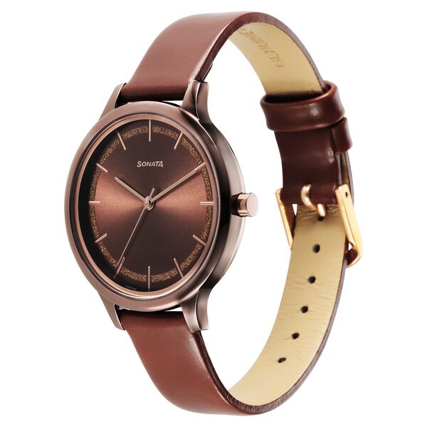 Sonata Blush Quartz Analog Brown dial Leather Strap Watch for Women - image number 1