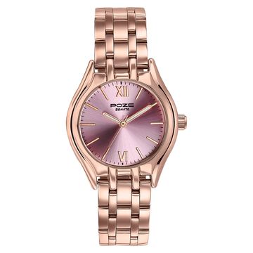 Poze By Sonata Quartz Analog Pink Dial Rose Gold Metal Strap Watch For Women