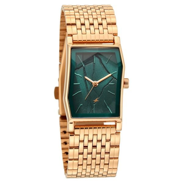 Fastrack Oceanyx 2.0 Analog Watch for Women with Dark Green Dial & Rose Gold Metal Strap - image number 1