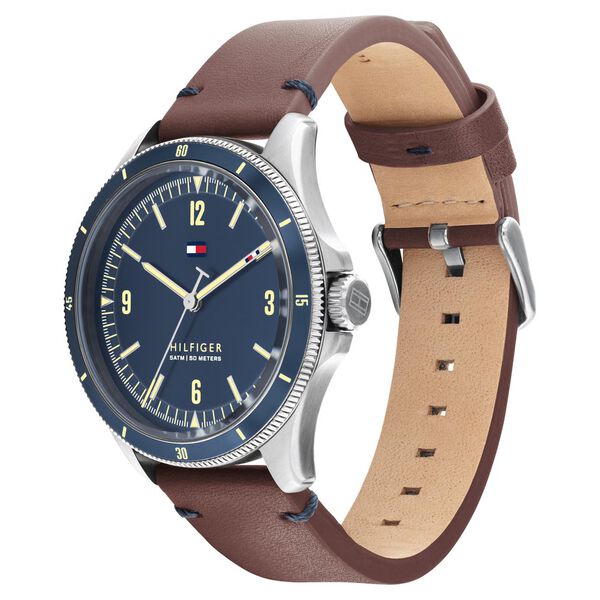 Tommy Hilfiger Quartz Analog Blue Dial Leather Strap Watch for Men - image number 1