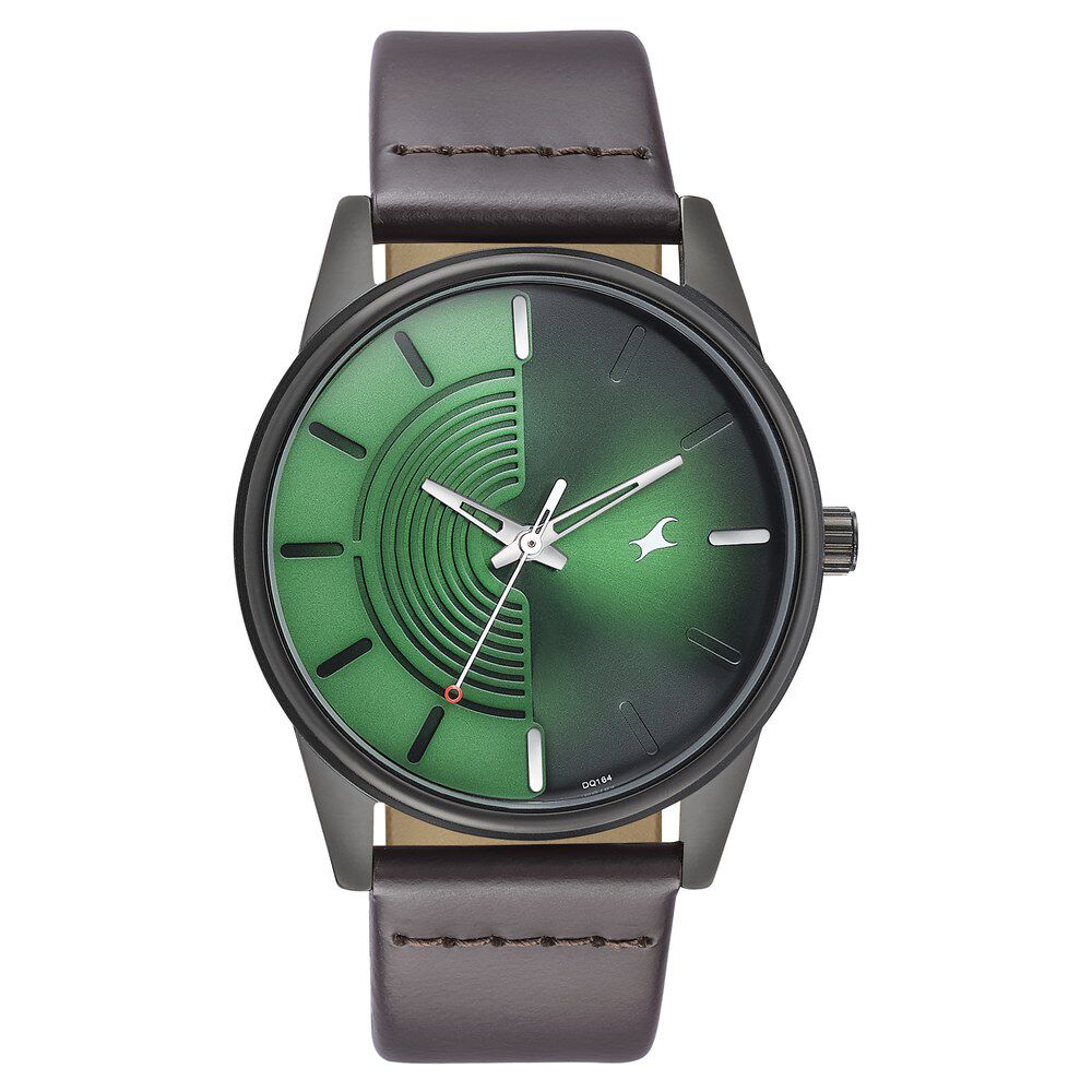 Buy Online Fastrack Stunners Quartz Analog Green Dial Leather Strap Watch for Guys 3305nl01 Titan