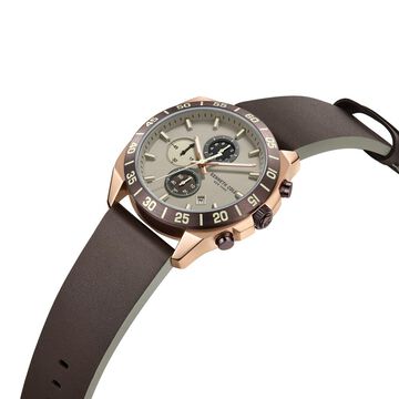 Kenneth Cole Quartz Chronograph Grey dial Leather Strap Watch for Men