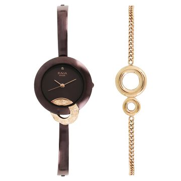 Titan Raga Espana Brown Dial Women Watch With Metal Strap