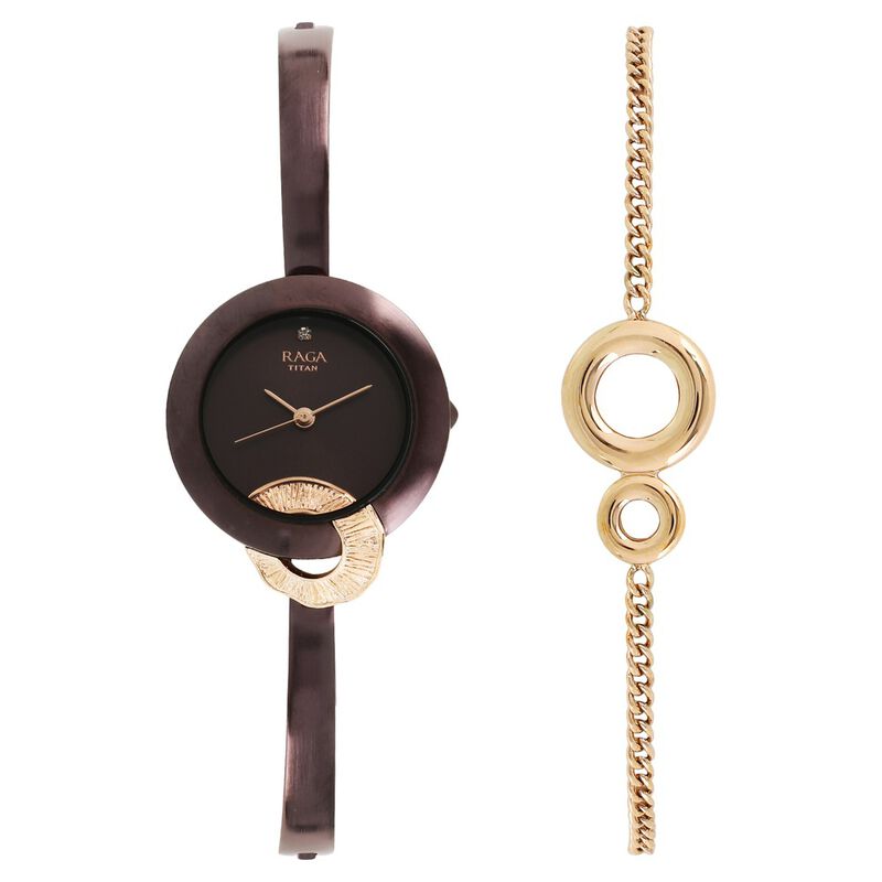 Titan Raga Espana Brown Dial Women Watch With Metal Strap - image number 0