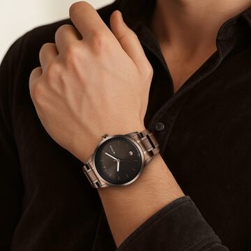 Titan Neo Splash Brown Dial Analog with Date Stainless Steel Strap Watch for Men
