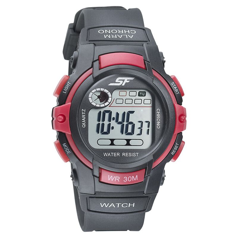 SF Digital Dial Black PU Strap Watch for Men