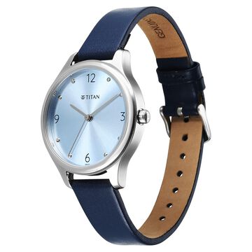 Titan Neo Quartz Analog Blue Dial Blue Leather Strap Watch For Women