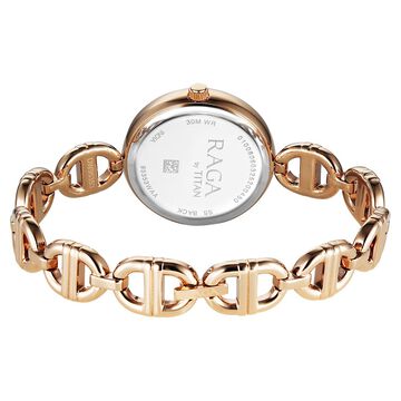 Titan Raga Showstopper Quartz Analog Rose Gold Dial Metal Strap Watch For Women