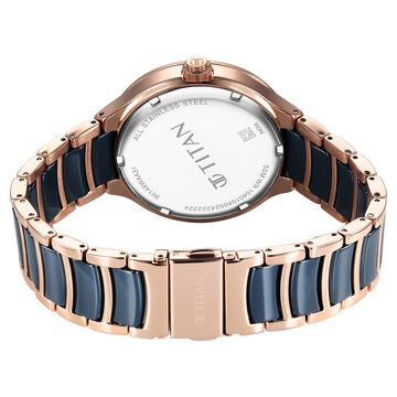 Titan Ceramic Fusion Multifunction Blue Dial Stainless Steel With Ceramic Links Strap Watch For Men