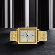 Titan Quartz Analog with Date Champagne Dial Golden Stainless Steel Strap Rectangular Shaped Watch For Men