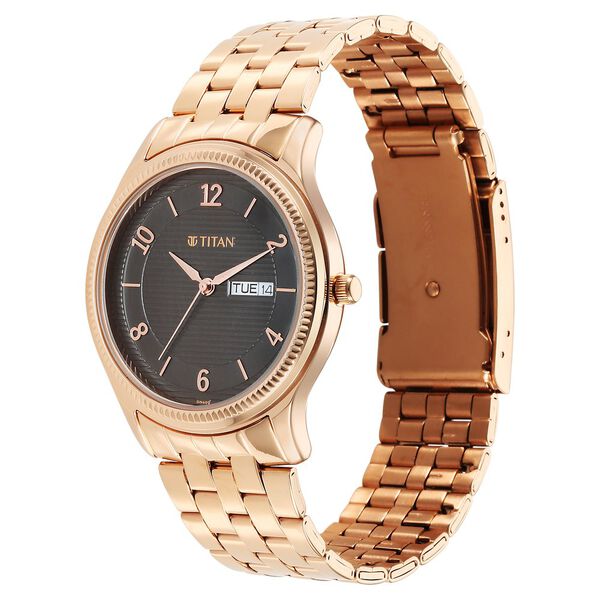 Titan Karishma Brown Dial Analog with Day and Date Stainless Steel Strap Watch for Men - image number 3