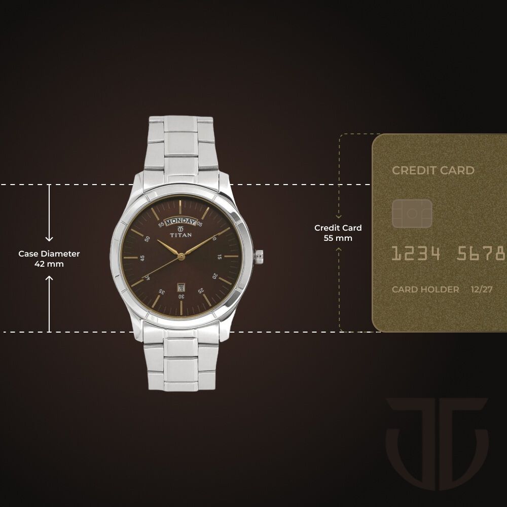 Buy Online Titan Workwear Brown Dial Analog with Day and Date