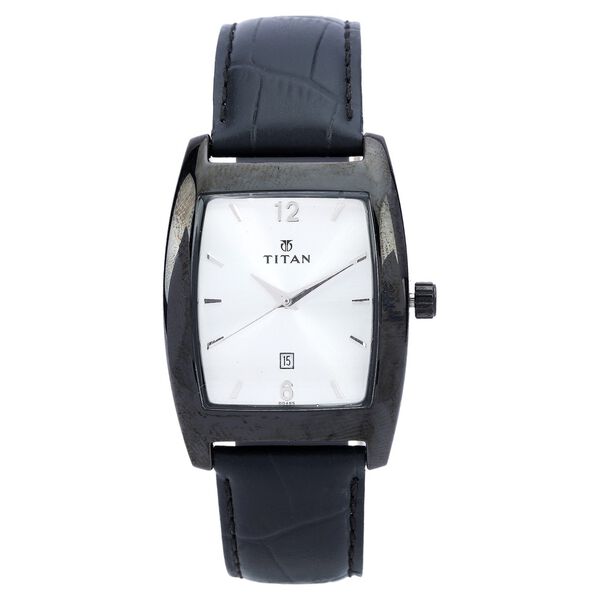 Titan Quartz Analog with Date Silver Dial Leather Strap Watch for Men - image number 0