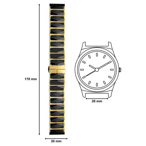 20 mm Black & Golden Ceramic & Metal Strap for Men - image number 3
