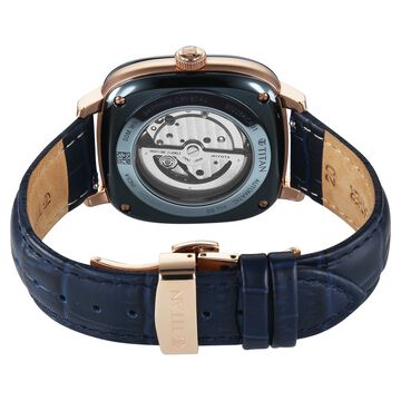 Titan Vintage Concealed Automatic Analog with Blue Dial Blue Leather Strap Watch for Men