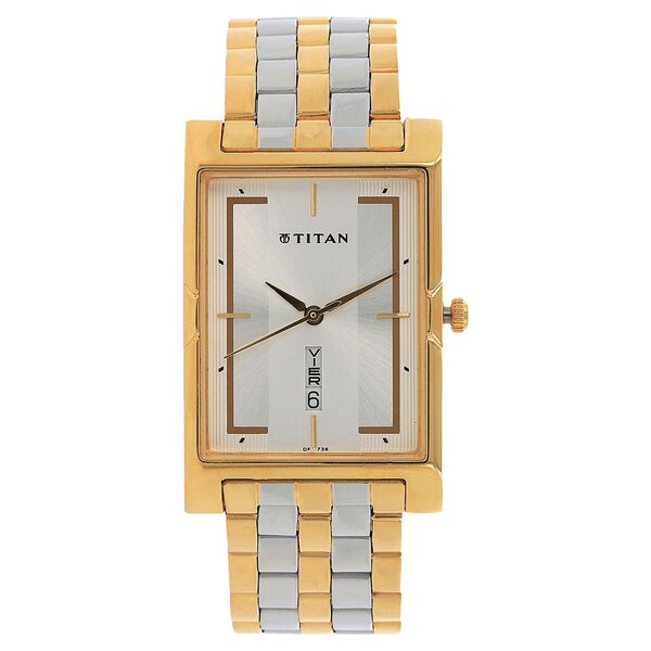 Titan Quartz Analog with Day and Date Silver Dial Stainless Steel Strap Watch for Men - image number 0
