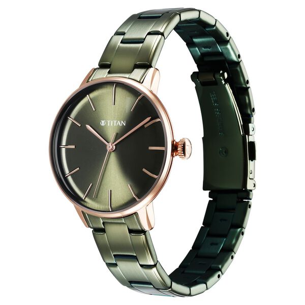 Titan TGIF Quartz Analog Green Dial Green Stainless Steel Strap Watch for Women - image number 2