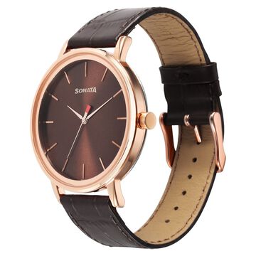 Sonata Utsav Quartz Analog Brown Dial Watch for Men