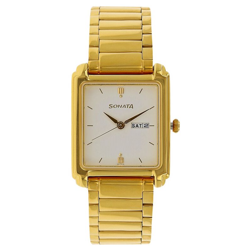 Sonata Quartz Analog with Day and Date White Dial Stainless Steel Strap Watch for Men - image number 0