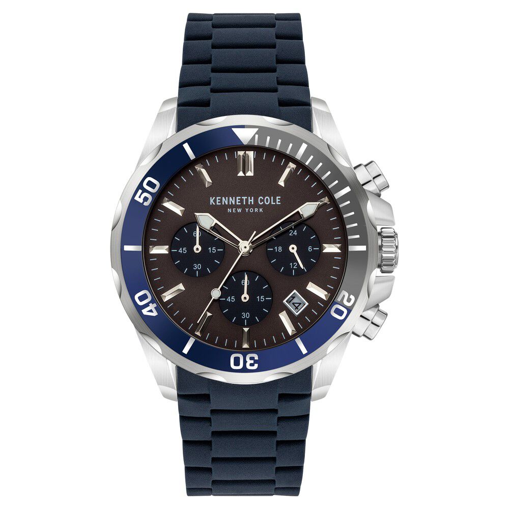 Kenneth Cole Quartz Chronograph Brown Dial Silicone Strap Watch for Men