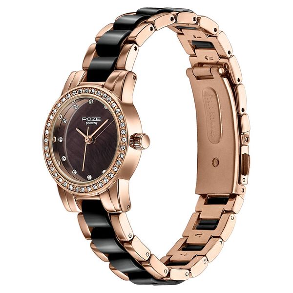 Sonata Poze Quartz Analog White Dial Two Toned Metal & Plastic Strap Watch For Women - image number 2