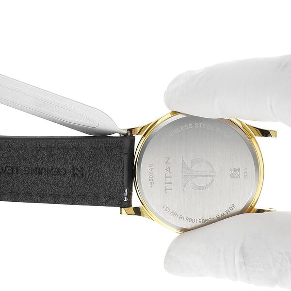 22 mm Black Genuine Leather Straps for Men - image number 6