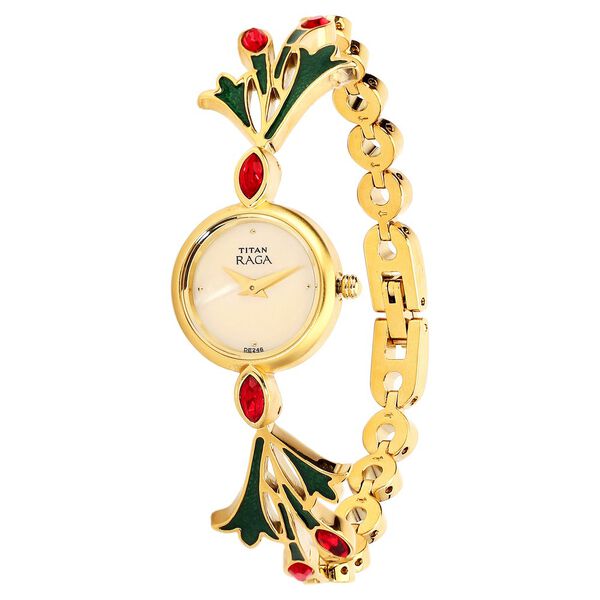 Titan Quartz Analog Champagne Dial Metal Strap Watch for Women - image number 1