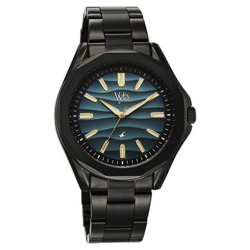 Vyb Drift By Fastrack Quartz Analog Blue Dial Black Stainless Steel Strap Watch For Guys