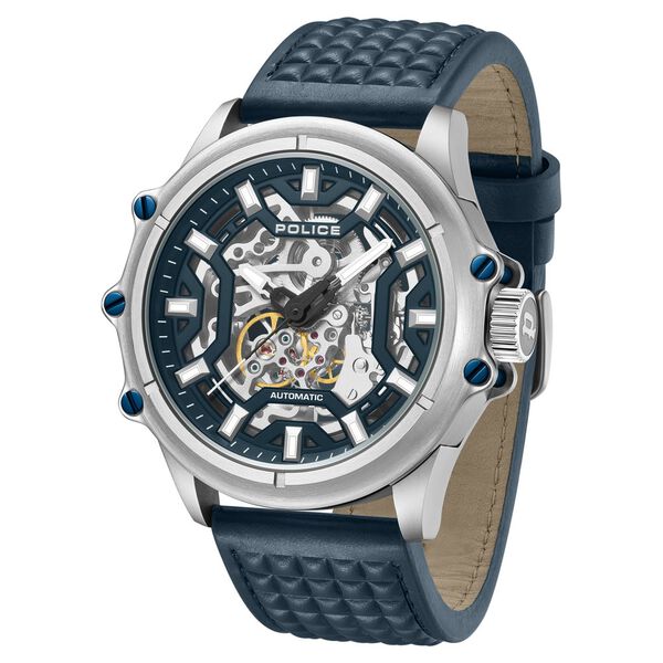 Police Automatic With Self Winding Blue Dial Blue Color Leather Strap Watch For Men - image number 1