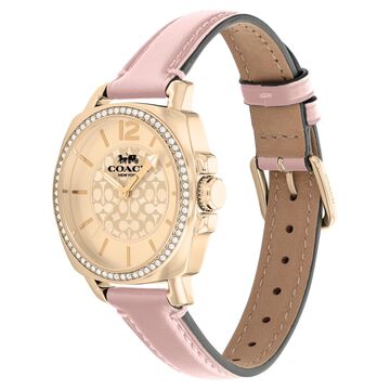Coach Quartz Analog Rose Gold Dial Leather Strap Watch for Women