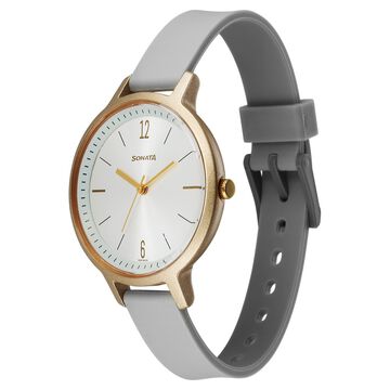Sonata Splash Quartz Analog Silver Dial Plastic Strap Watch for Women
