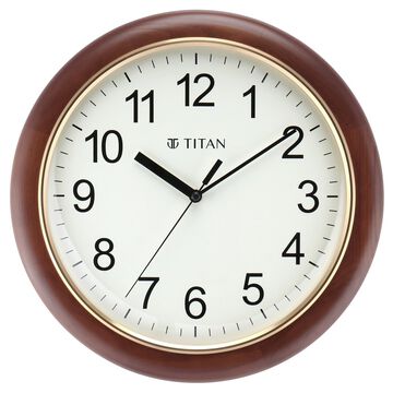 Titan White Dial Brown Color Silent Sweep Technology - 31.5 cm x 31.5 cm (Medium)