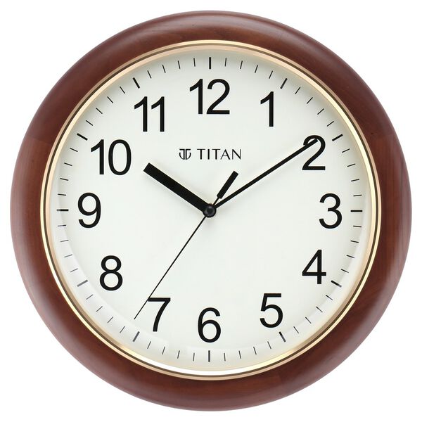 Titan White Dial Brown Color Silent Sweep Technology - 31.5 cm x 31.5 cm (Medium) - image number 1