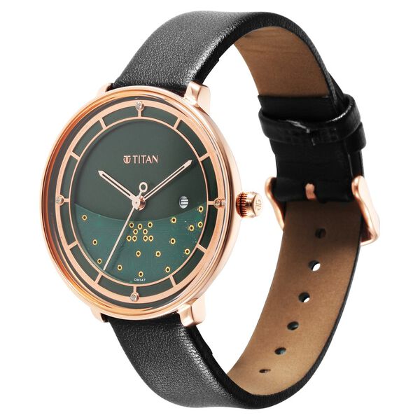 Titan Engineer Exclisives Green Dial Analog with Date Leather Strap Watch for Women - image number 2