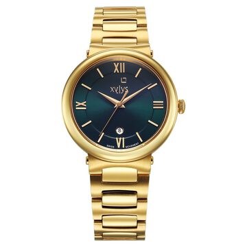 Xylys Quartz Analog with Date Green Dial Golden Stainless Steel Strap Watch For Women