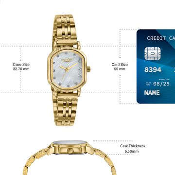 Poze By Sonata Quartz Analog White Mother of Pearl Dial Golden Stainless Steel Strap Watch For Women