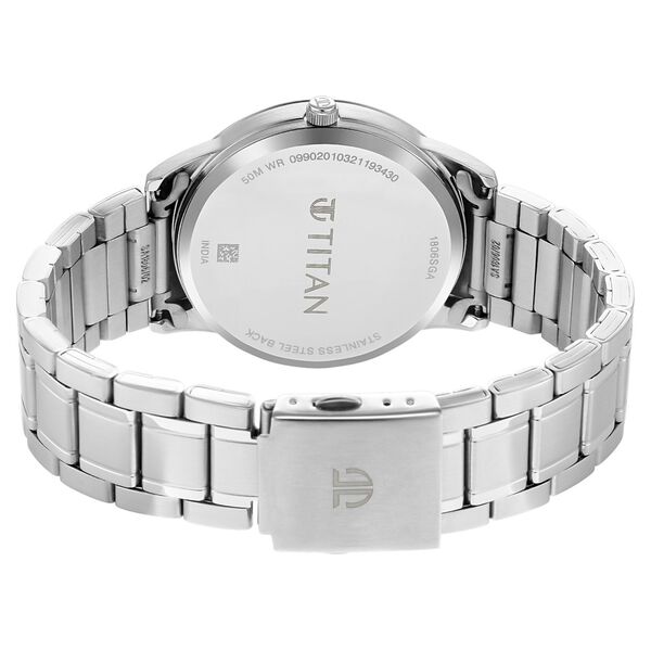 Titan Men's Timeless Style Watch: Refined White Dial and Metal Strap - image number 4