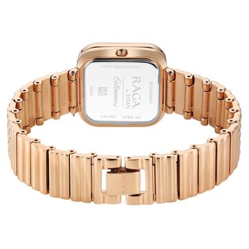 Titan Raga Glimmers Quartz Analog Mother of Pearl Dial Rose Gold Metal Strap Watch For Women