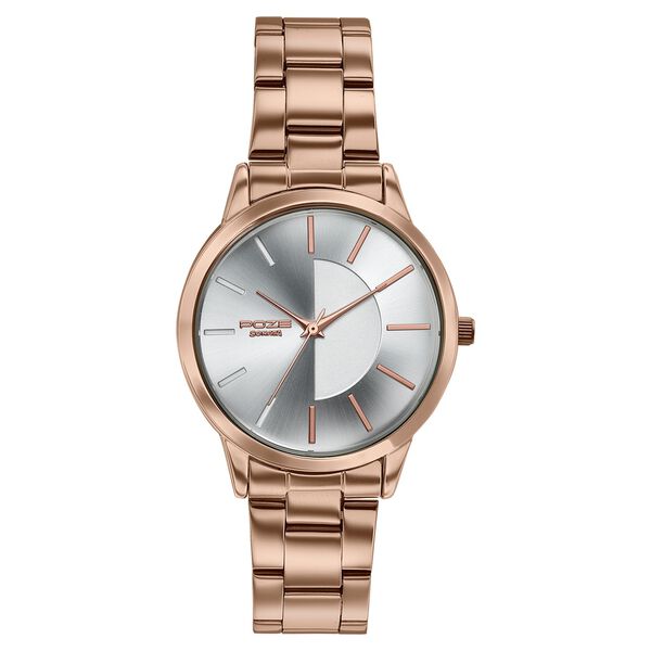 Poze By Sonata Quartz Analog Silver Dial Rose Gold Plated Stainless Steel Strap Watch For Women - image number 1