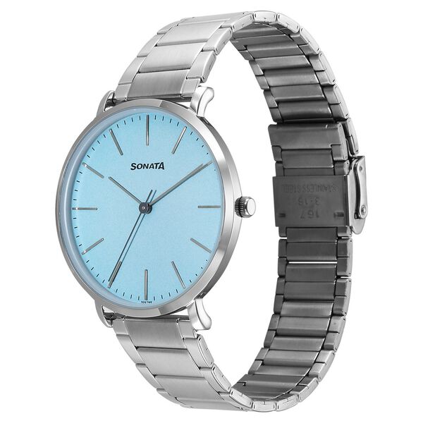 Sonata Ascent Quartz Analog Blue Dial Stainless Steel Strap Watch For Men - image number 2