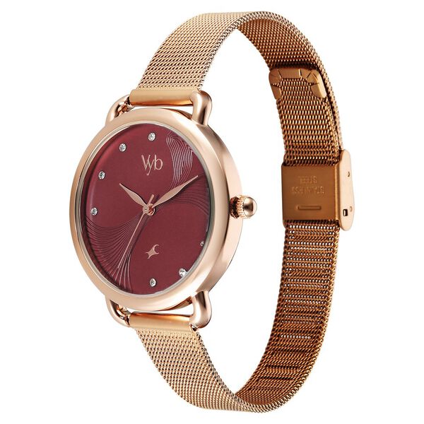 Buy Online Vyb Classiqu  By Fastrack Quartz Analog Maroon Dial Rose