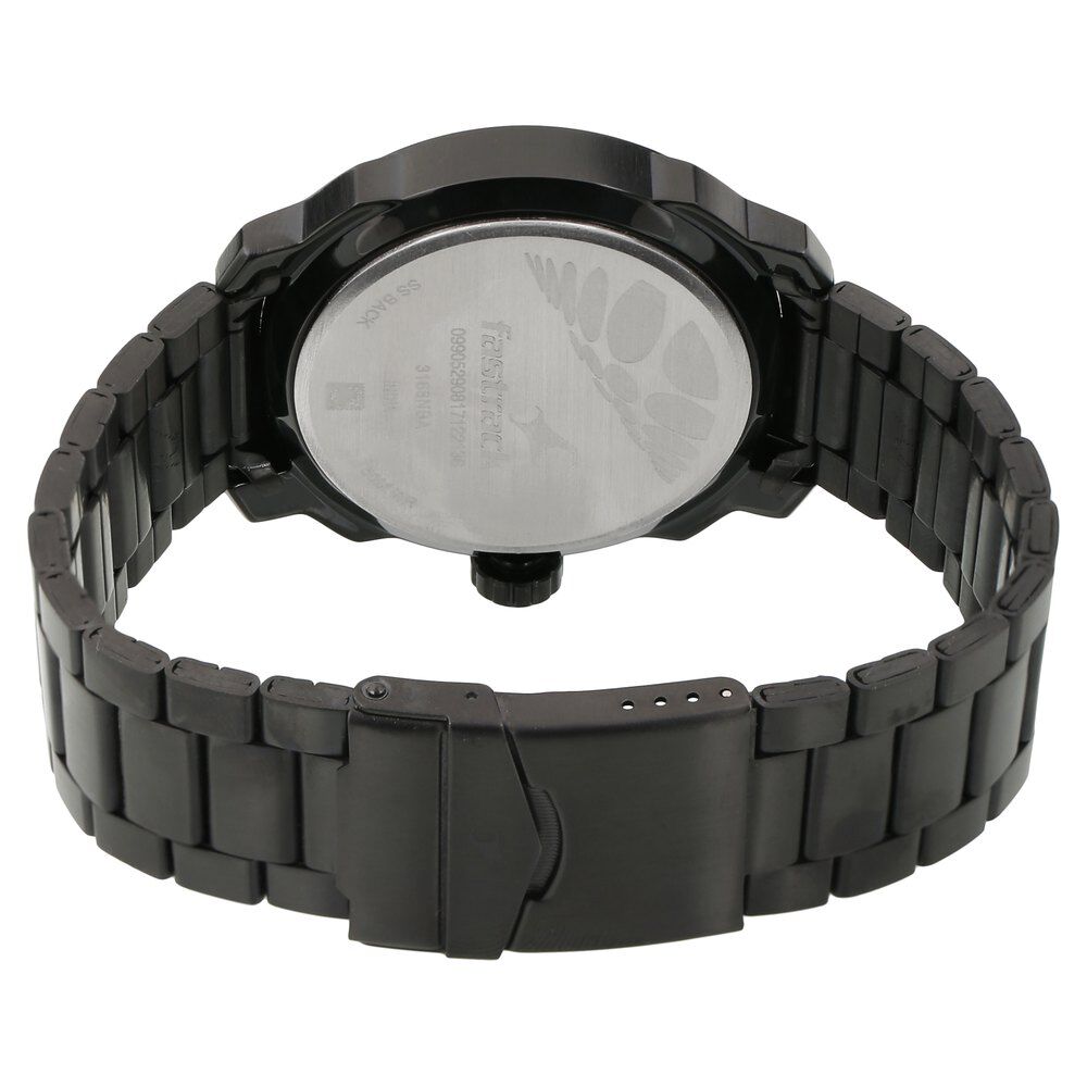 Buy Online Fastrack Loopholes Quartz Analog Black Dial Stainless Steel Strap Watch for Guys nn3168nm01 Titan