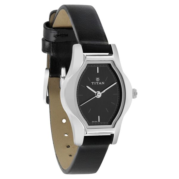 Titan Quartz Analog Black Dial Leather Strap Watch for Women - image number 1