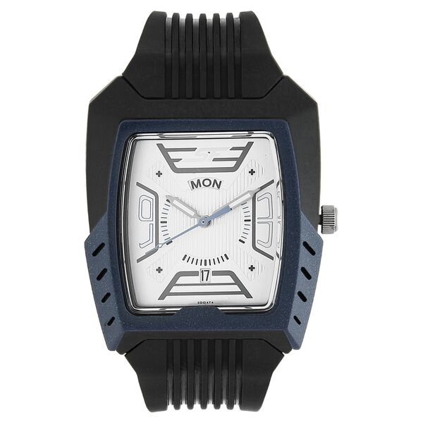 SF Quartz Analog Silver Dial Plastic Strap Watch for Men - image number 0