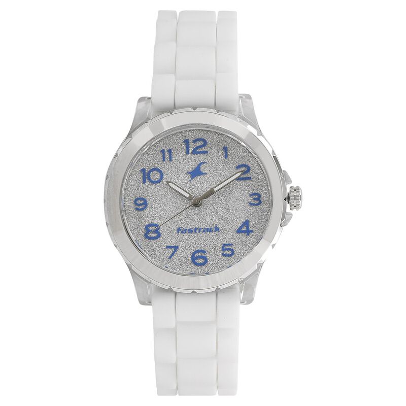 Fastrack Trendies Quartz Analog Silver Dial Silicone Strap Watch for Girls