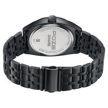 Poze Poze Quartz Analog Black Dial Black Metal Strap Watch For Men