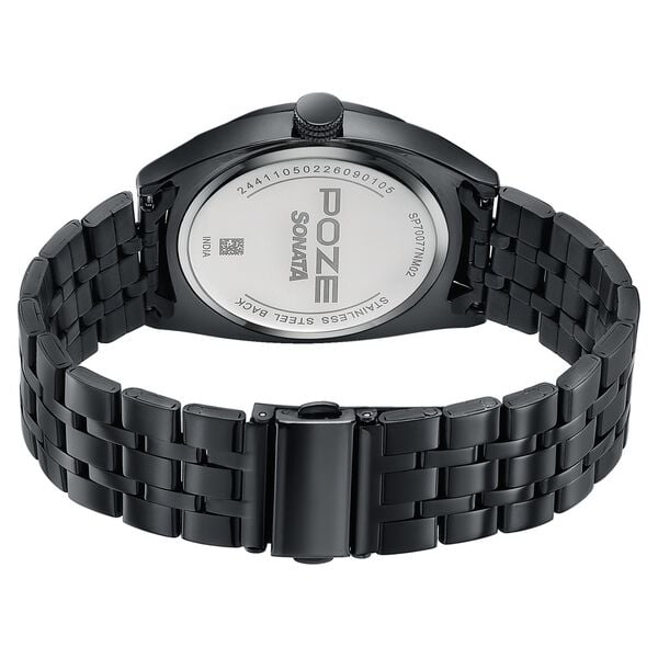 Poze Poze Quartz Analog Black Dial Black Metal Strap Watch For Men - image number 6
