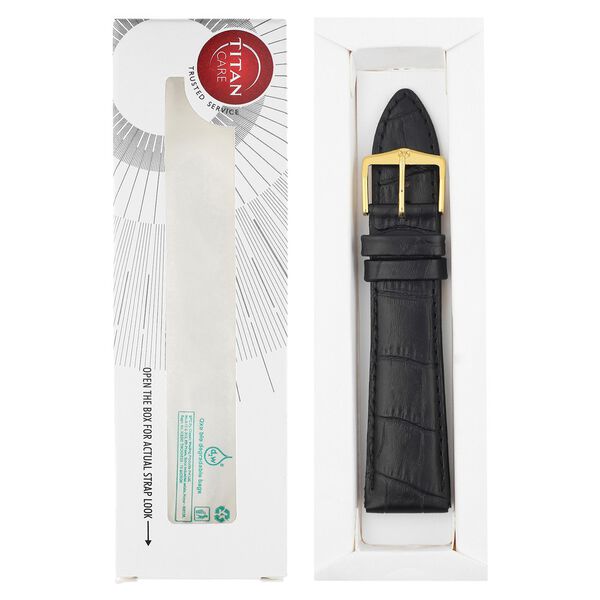 22 mm Black Genuine Leather Straps for Men - image number 5