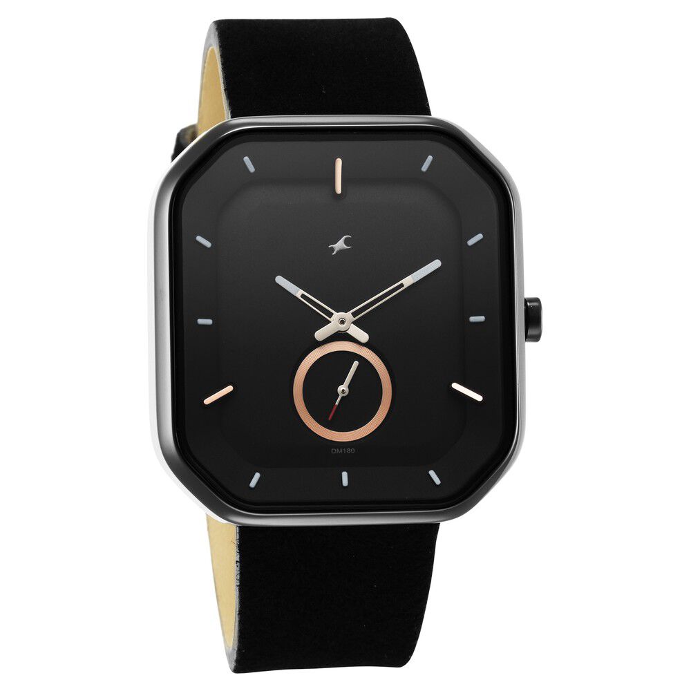 Buy Online Fastrack After Dark Black Dial Leather Strap Watch for