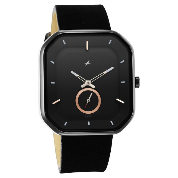 Fastrack After Dark Black Dial Black Leather Strap Watch for Guys - image number 1